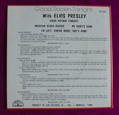 Elvis Presley US ep- Good Rockin' Tonight , "Sun" records EPA-101, exc - Picture 2 of 3