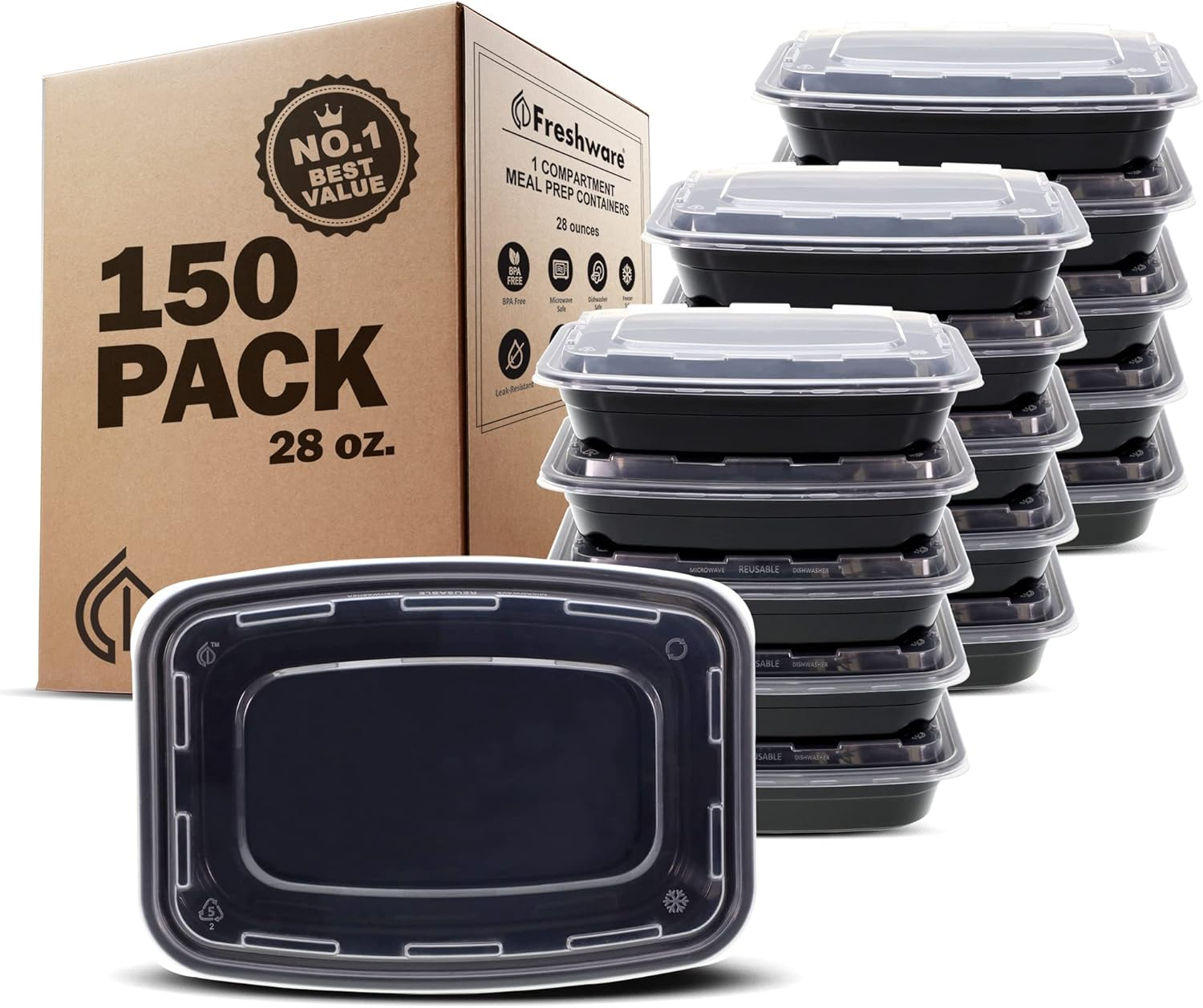 150-150 Pack 28 Oz BPA-Free Meal Prep Containers