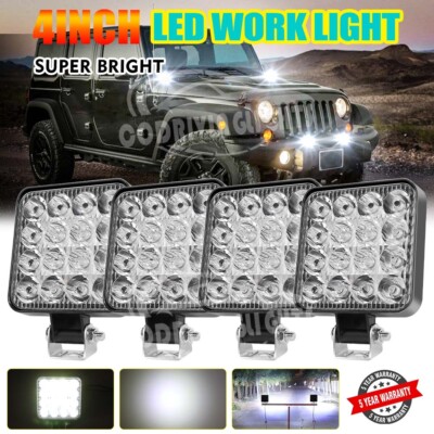 4PCS 48W LED Arbeitsscheinwerfer Spot Flut Scheinwerfer 12V Offroad SUV Bagger