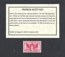 #962 - 1948 FRANCIS SCOTT KEY - US Mint - info card and stamp mount