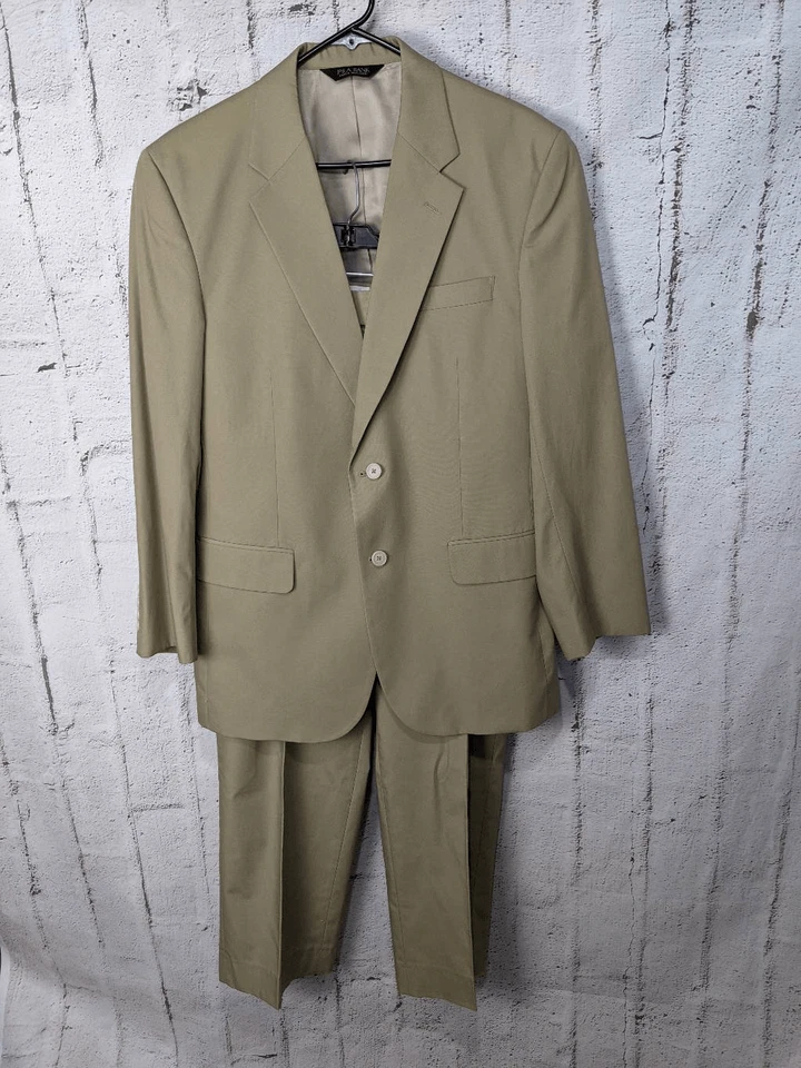 Jos. A. Bank Mens Suit 2 Piece Beige Tan Blazer 40R Pants 34x28 - Image 2 of 4