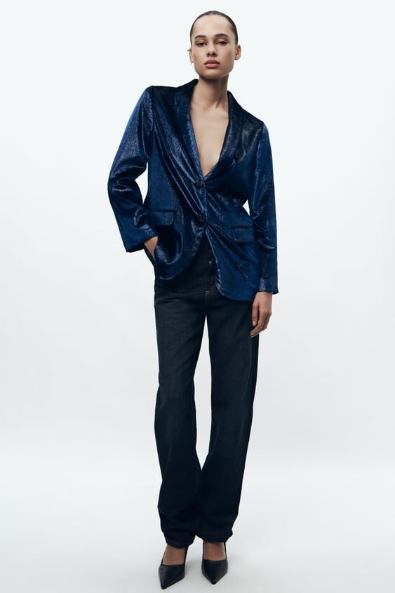 NWT ZARA VELVET BLAZER ZW COLLECTION S $139 | eBay