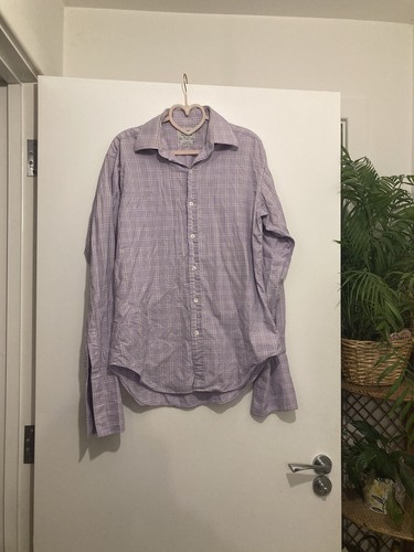 TM Lewin Jermyn Street London 15,5 Slim Fit feinste Zweifach Baumwolle lila Hemd