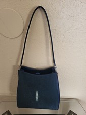 River Genuine Stingray Skin Blk. Medium Vint. Shoulder Handbag. Cond.is V.gd. 