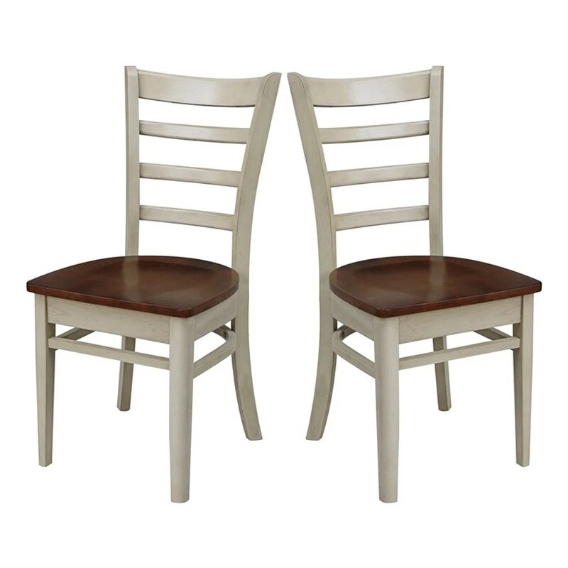 Juego de dos sillas auxiliares Emily de madera maciza en almendra/espresso Foto 2 de 4