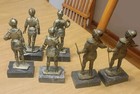 6 PC Depose Italy Knights Shining Armor Statues Sculptures W/Marble Base Used — photo 2