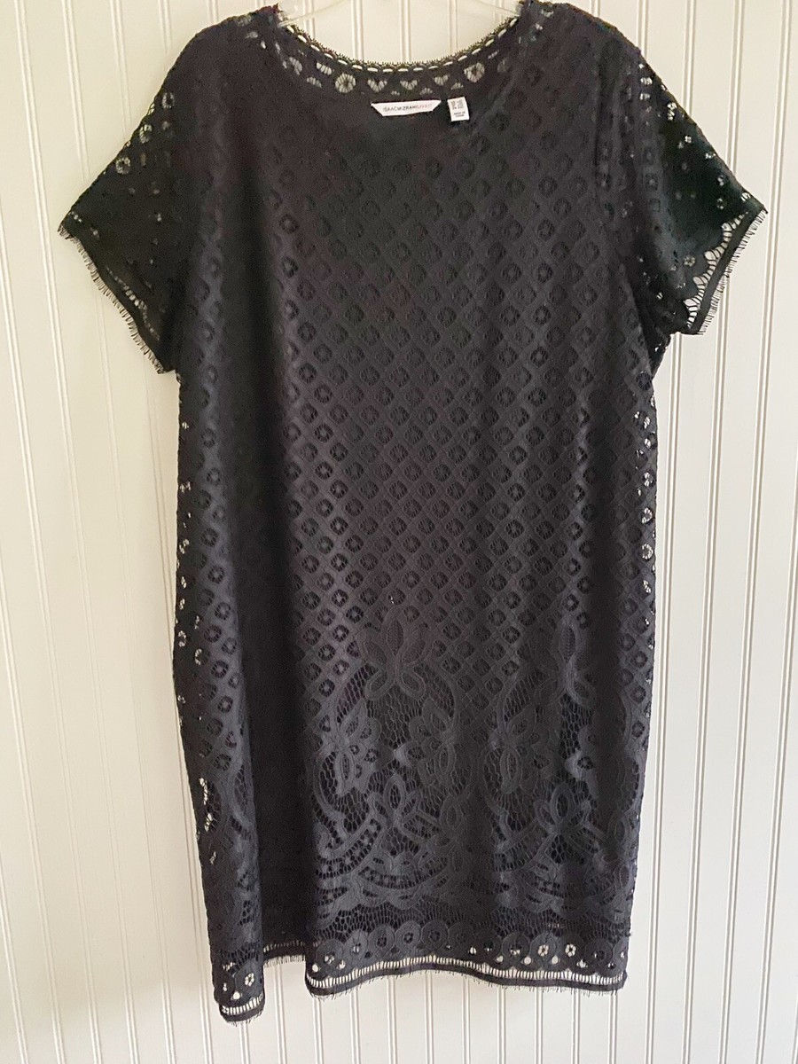 Isaac Mizrahi Live! Black Lace Shift Dress Knee Length Size 1X "little  black"