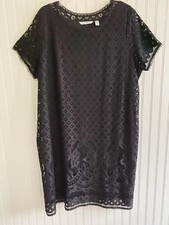Isaac Mizrahi Live! Black Lace Shift Dress Knee Length Size 1X "little black"