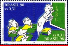 2668a BRAZIL 1998 TEACHER, CHILDREN AT SCHOOL, EDUCATION, MI# 2813-14 C-2076 MNH