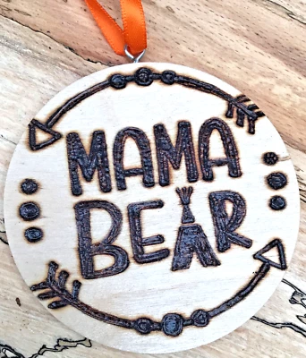 Handmade in Uk Wooden Mama/Mummy/Mum Bear Home Gift/Hanging Sign Birthday Gift - Image 1 of 4