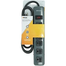 Woods 41386 Metal Power Strip with 6 Outlets, Resettable Safety Circuit Breaker