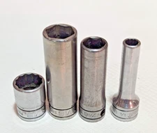 Lot of 4 Snap-On Socket 1/4" SF081 7/16 GSFS141 9/16 SFS181 F181 3/8" Drive USA