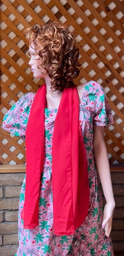 NWOT Red CHIFFON Rectangular SCARF One-Size - Picture 4 of 4