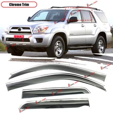 For Toyota 4Runner 2003-2009 Window Visors Rain Guard Vent Deflector Chrome trim
