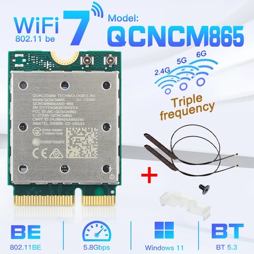 Wifi 7 QCNCM865 M.2 Network Card Bluetooth 5.3 up to 5.8Gbps Better than Wifi 6E - 第 1/14 張圖片