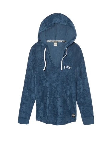 UNDERCOVER FELPA CON CAPPUCCIO VICTORIAS SECRET ROSA COLLO DIVISO VARSITY PULLOVER BLU BATTAGLIA TAGLIA S NUOVA CON SCATOLA