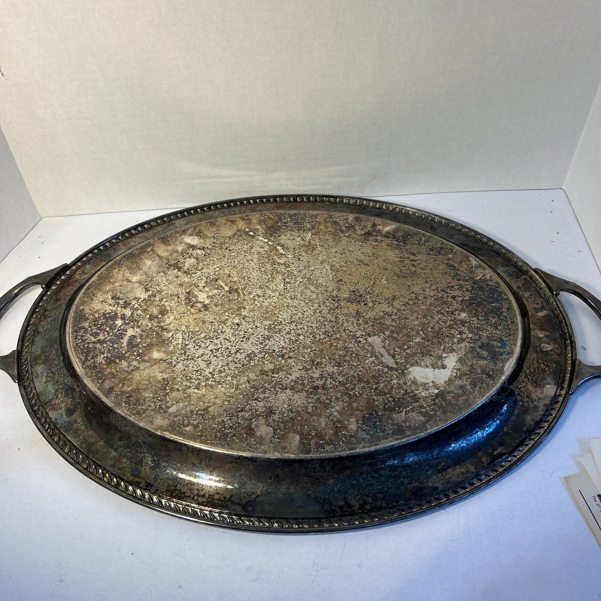 【W M Rogers】 ワイントレー / ドリンクトレー オーバル型 27cm VINTAGE W ROGERS 881 SILVERPLATE OVAL SERVING TRAY 20” x 15
