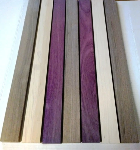 2 PURPLEHEART 3 Walnut 2 Maple 3/4" x 2" x 16" Wood DIY Cutting Boards Trays