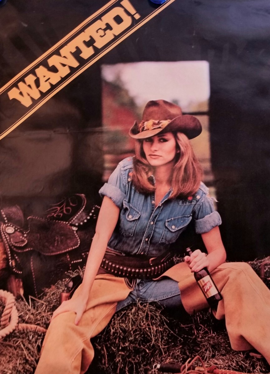 Retro 1980 Schlitz Beer Cowgirl Wanted Poster Jos Schlitz Brewing