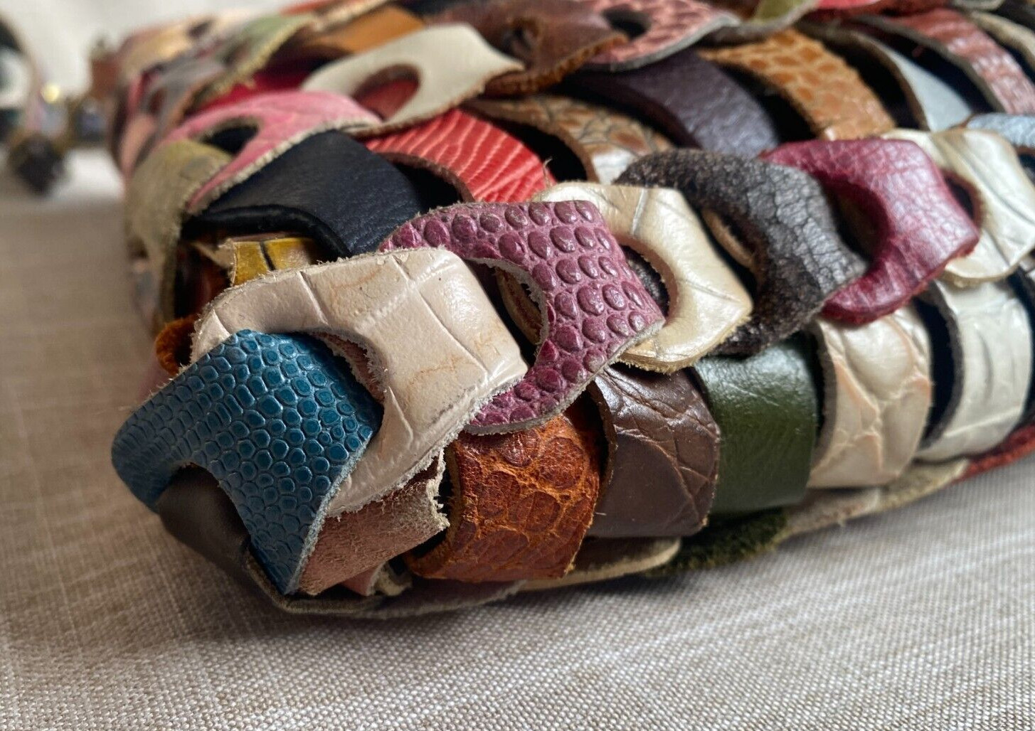 Vintage Leather Patchwork Multicolour Multi-Textu… - image 7