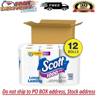 Scott 1000 Toilet Paper, 12/24/36 Rolls, 1,000 Sheets per Roll - Free Shipping