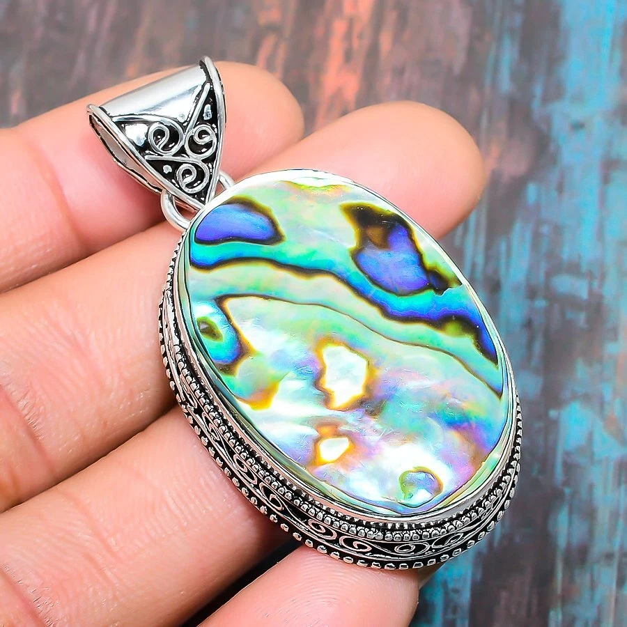 Abalone Shell Gemstone Handmade Gift Jewelry Pendant 2.17