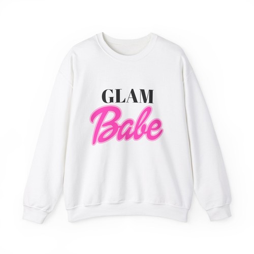 GLAM BABE WINTER COZY PINK WHITE SWEATSHIRT GIFT HER WIFE GIRLFRIEND BARBIE SEXY - Picture 2 of 9