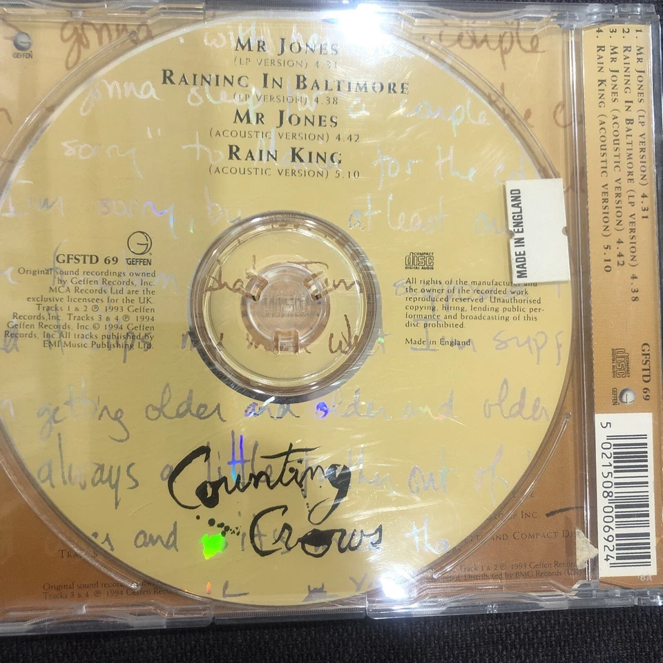 COUNTING CROWS Mr. Jones UK 4-TRACK CD Single New Sealed 2 Acoustic Versions - Image 3 of 4