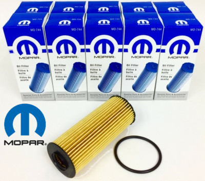 10 OEM Mopar Oil Filter Cartridge & Gasket MO-744 Chrysler Jeep Dodge Ram 3.6L