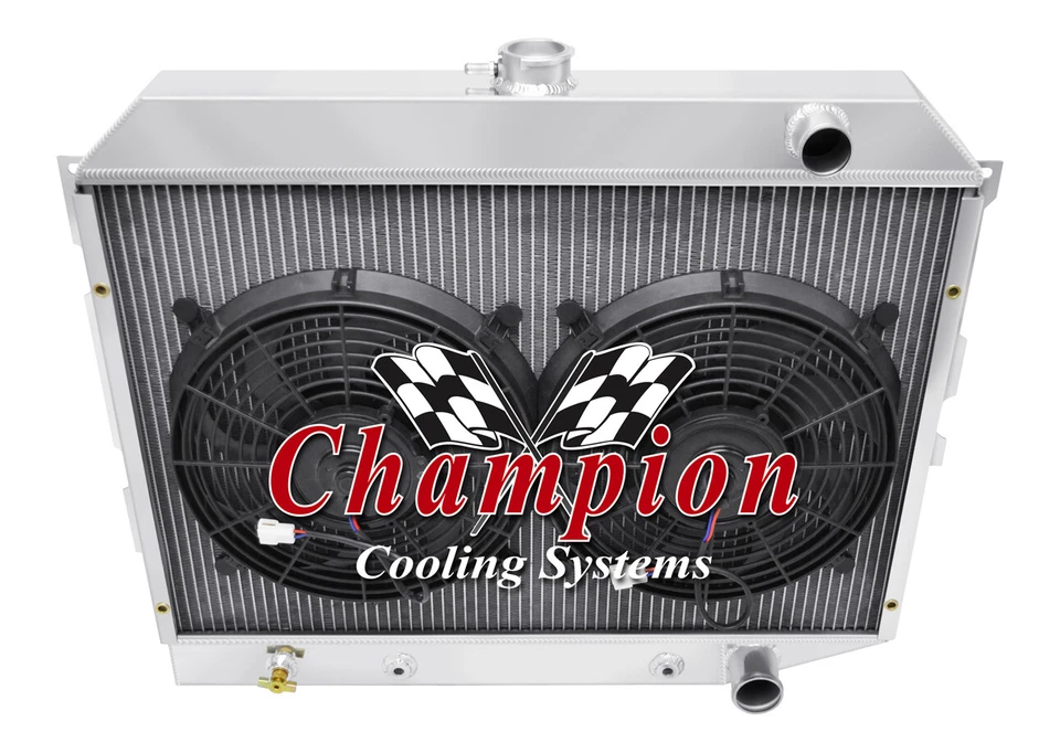 68-74 Mopar with Hemi Engine 3 Row KR Champion Radiator 2 x 12" Fan combo - Image 3 of 4