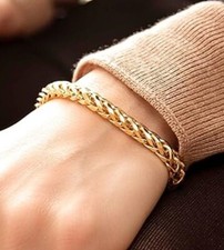 9ct Yellow Gold Large 5mm Square Spiga Bracelet 20cm/8" 14.30 Grams