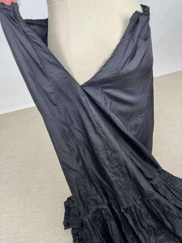 Antique Victorian 1890s Black Mourning Silk Ruffle Micro Pleated Skirt AS IS - Picture 14 of 14