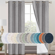 Light Grey 100 Blackout Curtains 84" Long, Noise Reducing Drapes