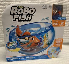 Zuru Robo Fish Playset - Includes Bowl, Sand, Bottle  Fish Swims- By Robo Alive