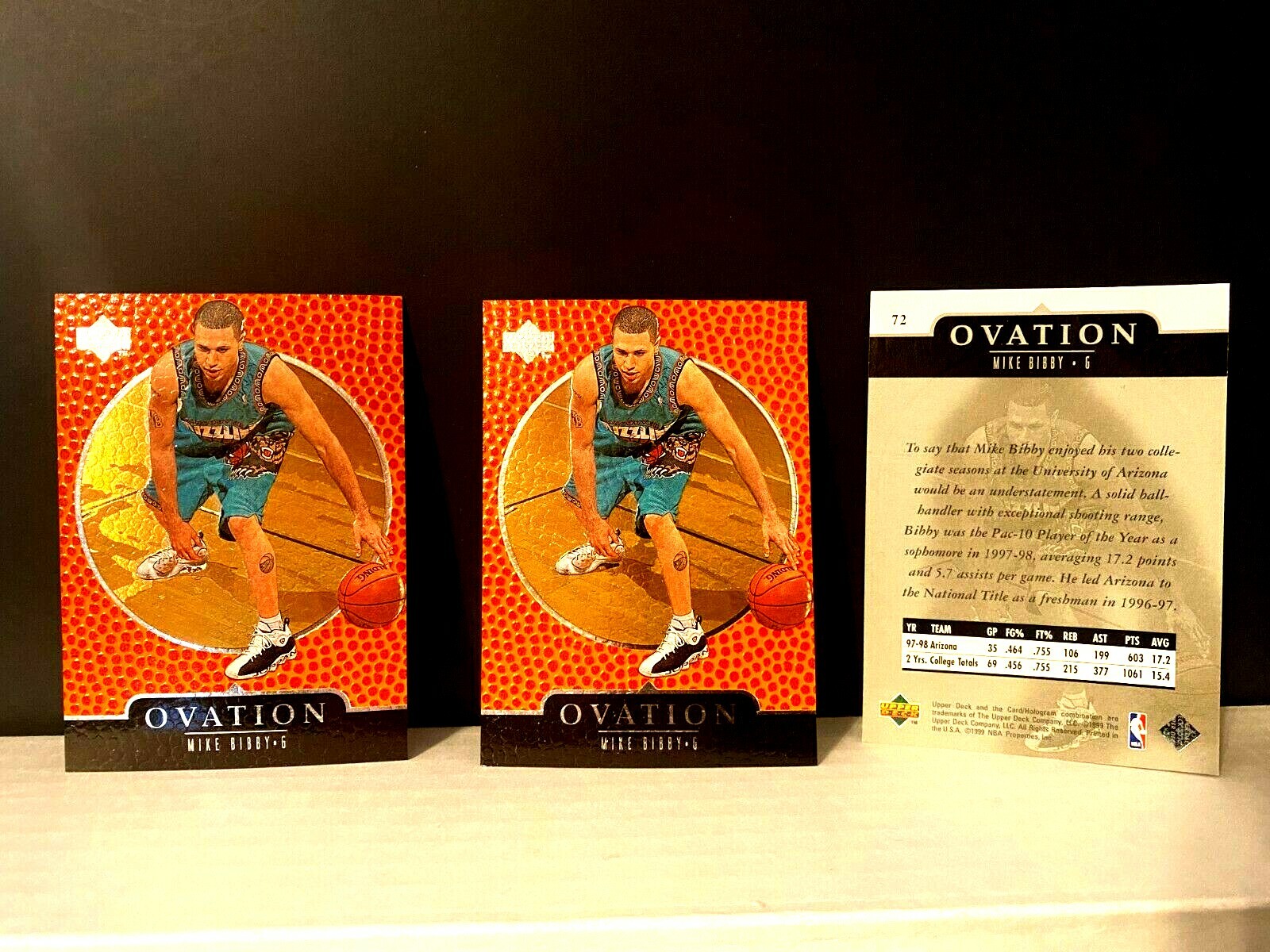 Mike Bibby 3X LOT 1998-99 Upper Deck Ovation Mint  Rookie Cards #72 FREE SHIP