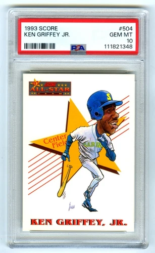 KEN GRIFFEY JR.~1993 SCORE PSA-10 GEM-MT GRADED MLB BASEBALL CARD#504 (NEW CASE)