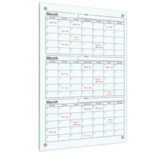 Glass Whiteboard Calendar Dry-Erase White Board Planner Glass Large Wall Moun...