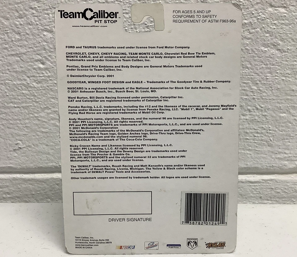 Equipo Calibre Pit Stop 2001 Andy Houston #96 McDonald’s Drive Thru 1/64 Foto 3 de 3