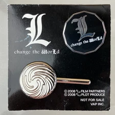 VAP Death Note L: change the WorLd Lollipop Ver. DVD Bonus Metal Pin Set Japan