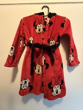 Disney Minnie Mouse Fleece Robe Youth Size 4T/5T Soft Plush Hooded Bathrobe Red