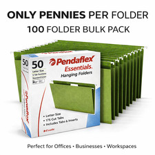 Pendaflex Hanging File Folders Letter 1/5 Tab Green 2 Boxes 100 Total NEW