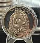 Edmund Halley-Halley's Comet Fall of 1985 Round-Burton Mint 1 Troy oz.999 Silver
