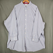 Paul Fredrick Non Iron Long Sleeve Button Down Shirt Red Blue Plaid Mens 20-35