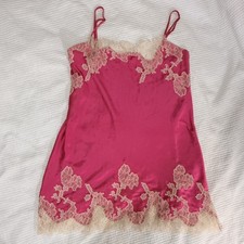 Y2K Victoria  s Secret Satin Slip Dress Pink Lace Chemise M Dainty Fairy