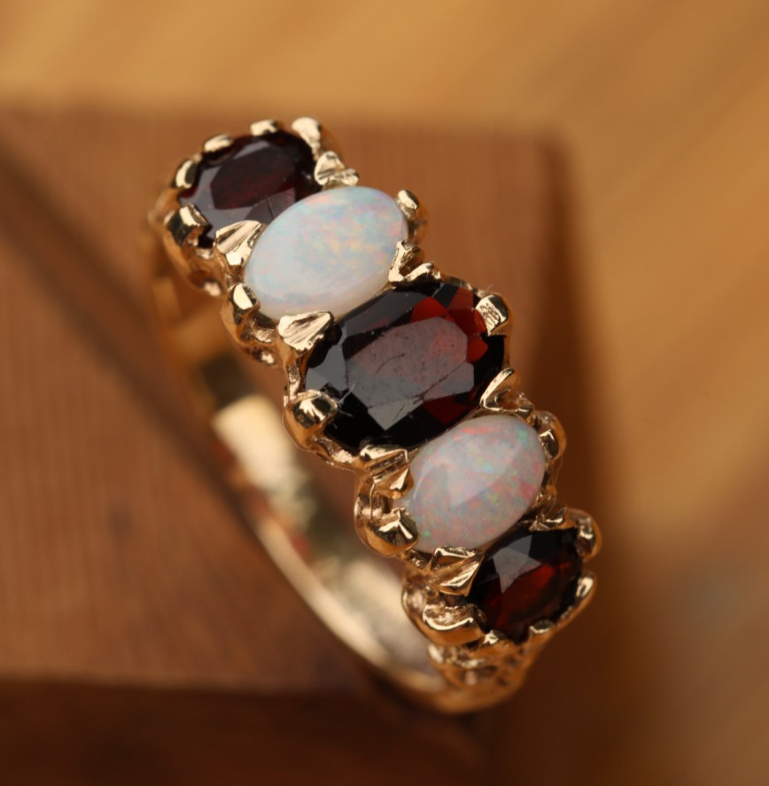 Opal & Garnet Cocktail Ring