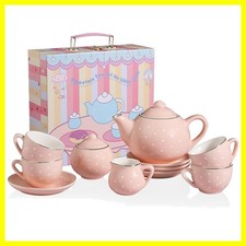 Porcelain Tea Set for Little Girls,Kitchen Toys Tea Party Set for Kids Toddle...