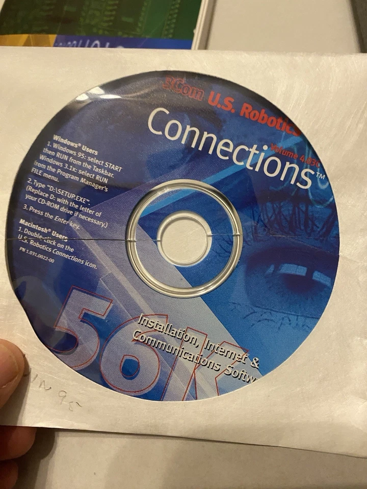 Módem corporativo analógico vintage de robótica estadounidense 56 Kbps - con caja instrucciones de CD Foto 4 de 4