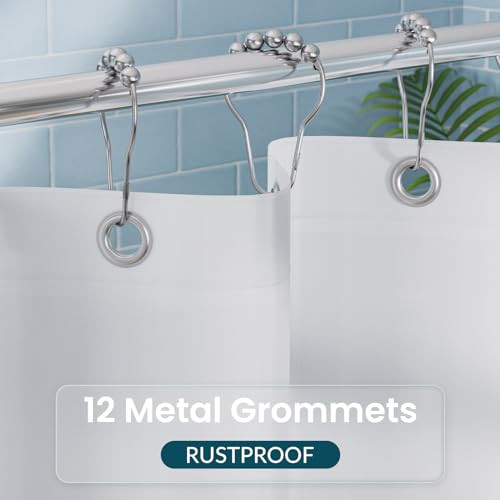 White Shower Curtain Liner 72 x 72 Plastic Shower Liner Washable Inside - Bild 4 von 7