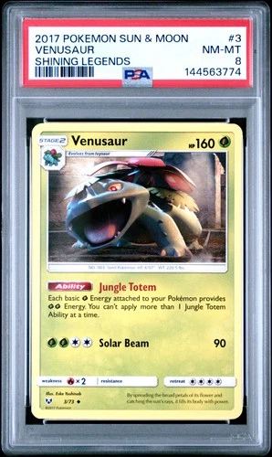2017 POKEMON SUN & MOON SHINING LEGENDS #3 VENUSAUR PSA 8