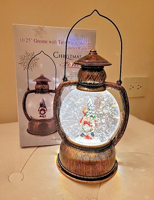 NEW Christmas Is Forever ''Gnome'' Glitter Light Lantern 10.25''X4.25''X5.25''